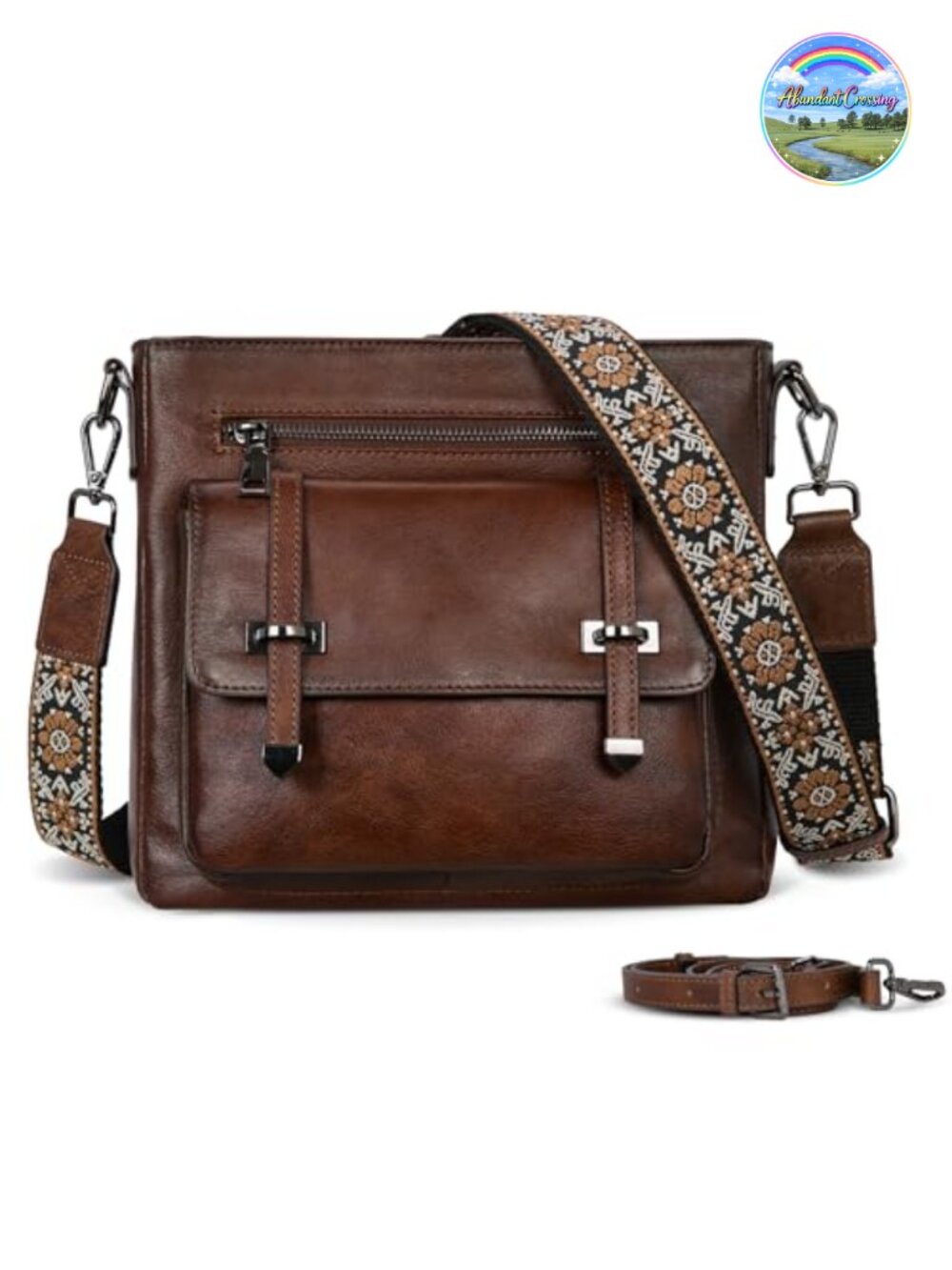 Genuine Leather Crossbody Bag for Women, Multi-Pocket Shoulder Handbag,